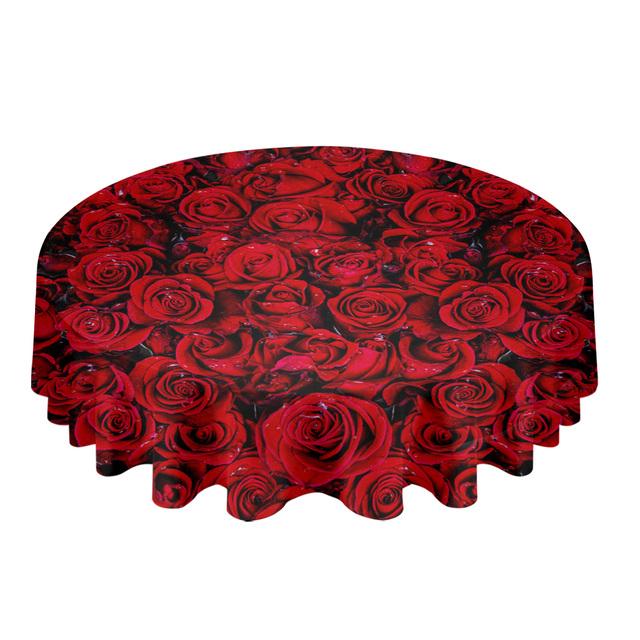 Pink Rose Romantic Flower White Round Table Cloth Festival Dining Waterproof Tablecloth Table Cover For Wedding Party Decor