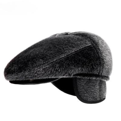 Autumn and winter imitation mink hat male, grandpa forward hat peaked hat thermal hat