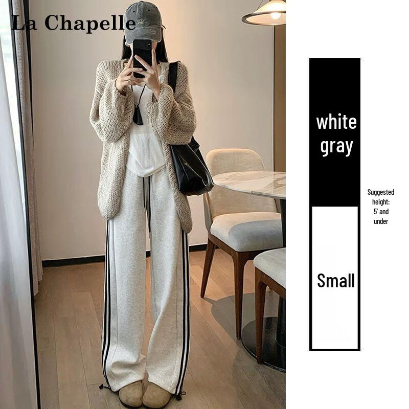 La Chapelle Women's Relaxed Fit 3-Stripe Wide-Leg Sweatpants