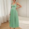 Women's Lace Shoulder Strap Pregnant Women's Long Dress Deep V Split Pregnant Women's Dress