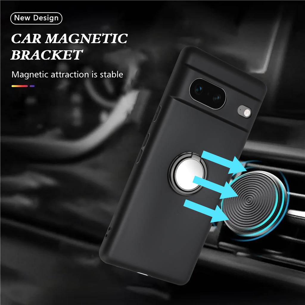 For Google Pixel 8 Shockproof Back Protector TPU Cover Matte Phone Case with Ring Kickstand