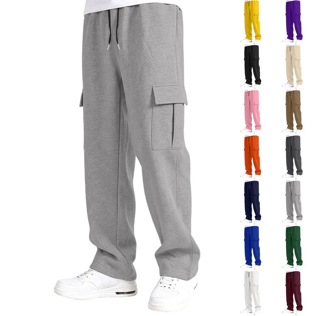 Men's Loose Fit Cargo Sweatpants with Elastic Waist Straight Leg Casual Athletic Pants