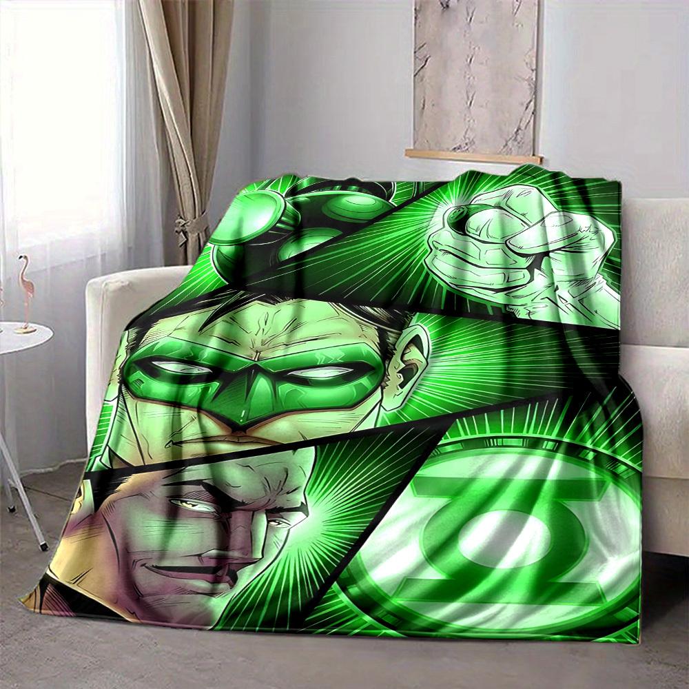 

1pc Green Lantern Ring Flannel Throw Blanket Lightweight Soft Warm All Season Blanket for Sofa, Bed, Travel,L1028084 80x120cm