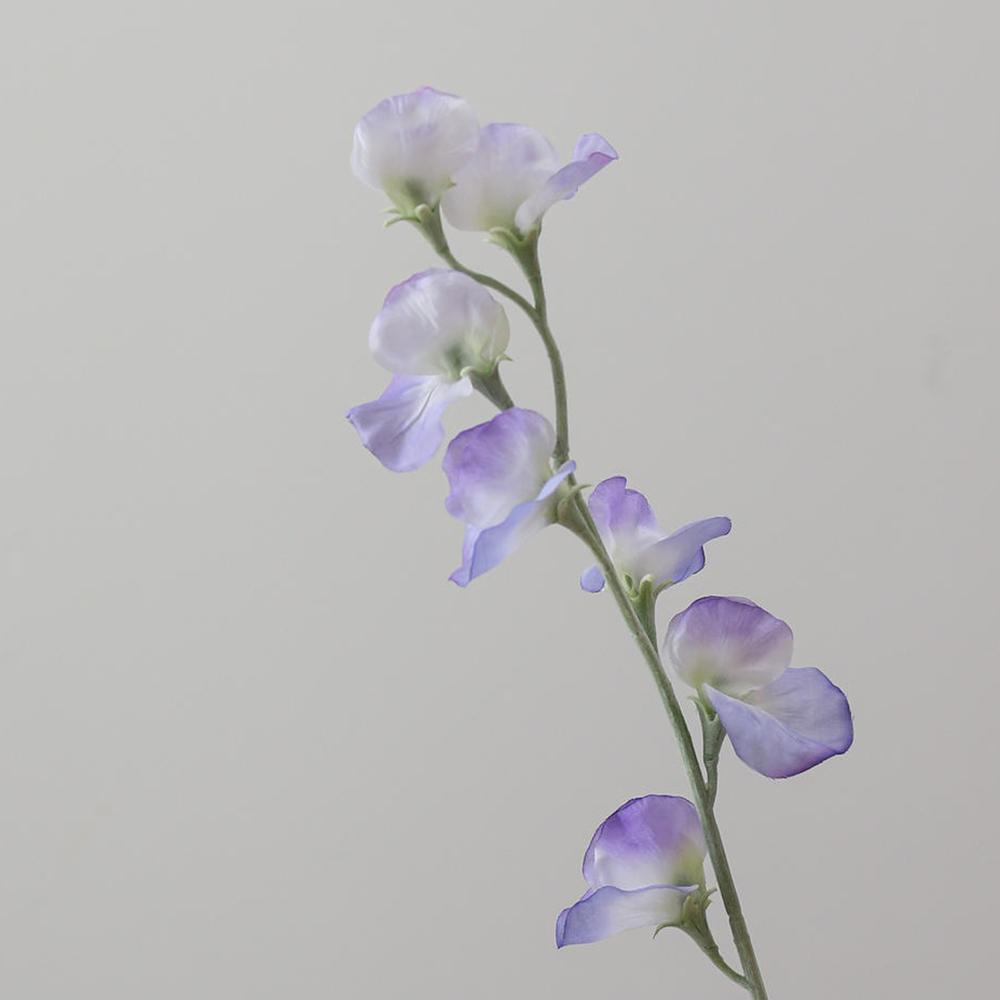 Artificial Sweet Pea Flower Branch Lifelike Fake Flowers Flocked Stem Fabric for DIY Home Bouquet Supplies Wedding Decoration