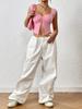 Solid Ruched Split Hem Sleeveless Crop Tee Top Women Summer Fashion Design Slim Tank Top Shirt Casual Streetwear Y2K Clothes