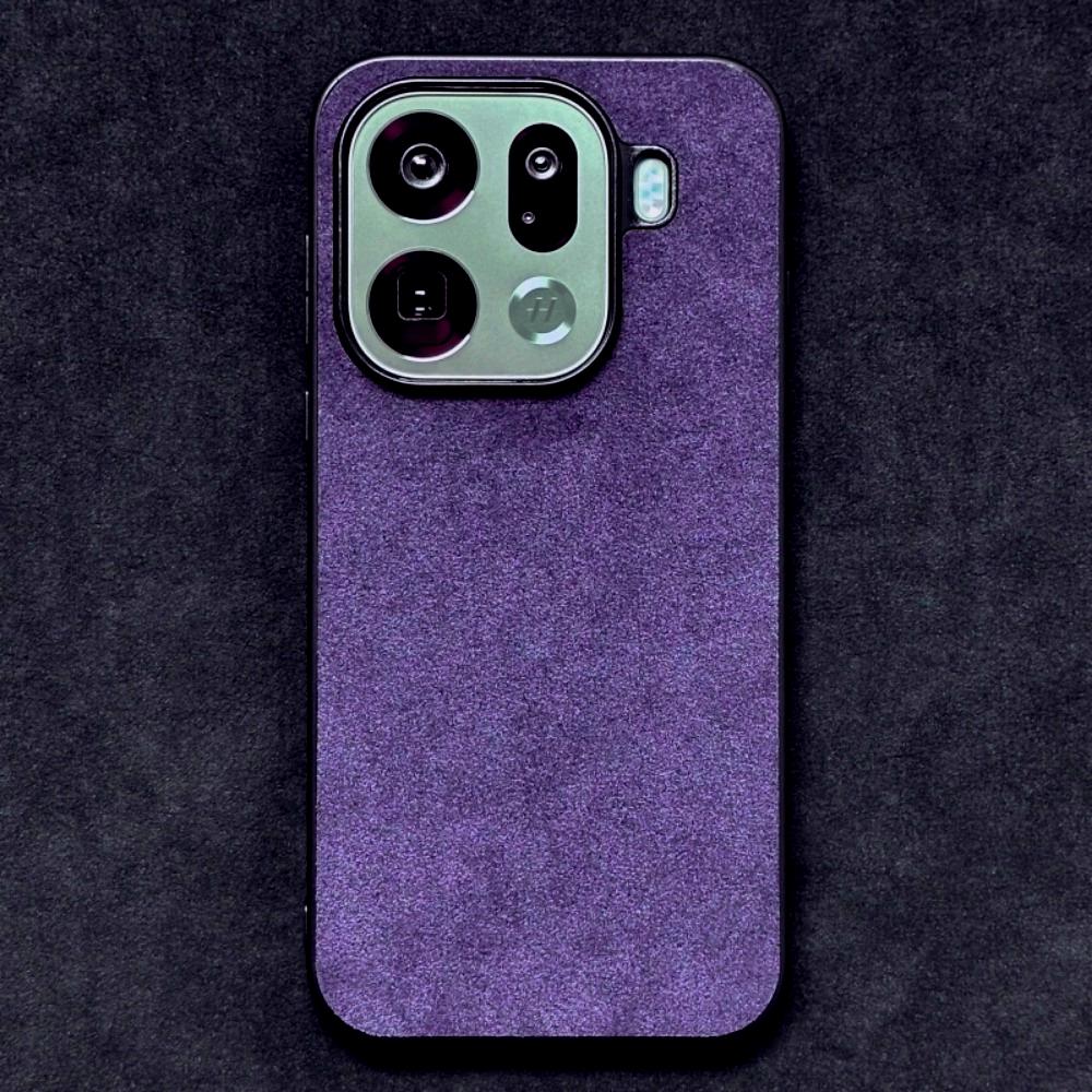 

Splicing Color Alcantara Phone Case for OPPO Find X9 Pro & FindX9 PC+TPU Edge Suede Leather Furry Skin Full Cover Hard Shell OPPO Find X9 фіолетовий