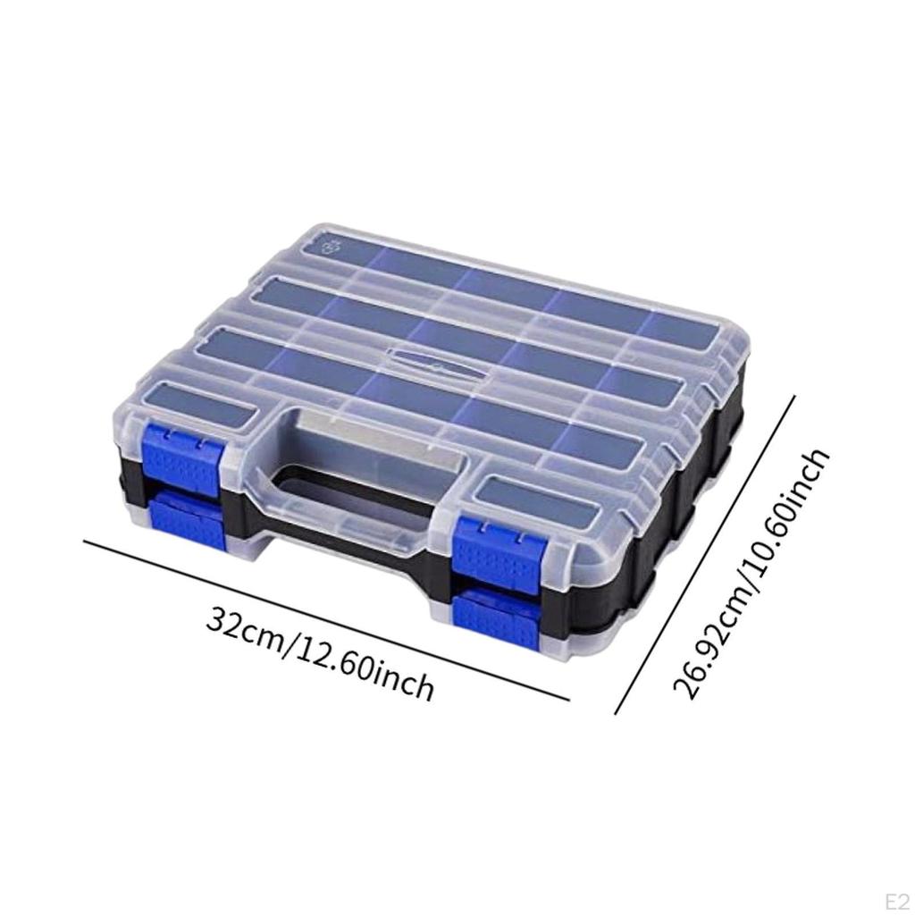 Double Side Tool Organizer Removable Dividers with 34 Compartments Small Parts Case