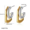 Gold Sliver Color Irregular C-shape Stud Earrings Stainless Steel Bicolor Geometric Waterproof Fashion Jewelry Party Gift Women