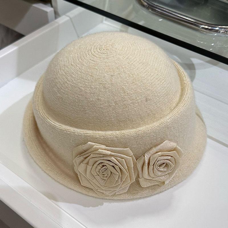 Women Elegant Party Formal Fedora Hat Winter Wool Knitted Warm Cloche Church Hats Fashion Headwear