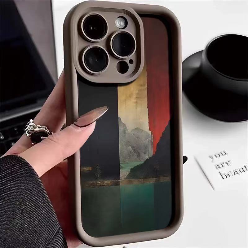 Oil Painting Landscape Suitable for Iphone16pro Mobile Phone Case Apple 15 Japan and Korea 14 Personality 13promax New 12x