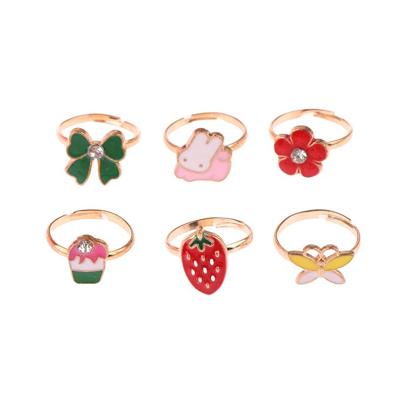 36Pcs Children Rings With Box Adjustable Rings Set Little Girls Cute Colorful Rings Dress Up Kids Gifts Jewelry Toy Finger Rings