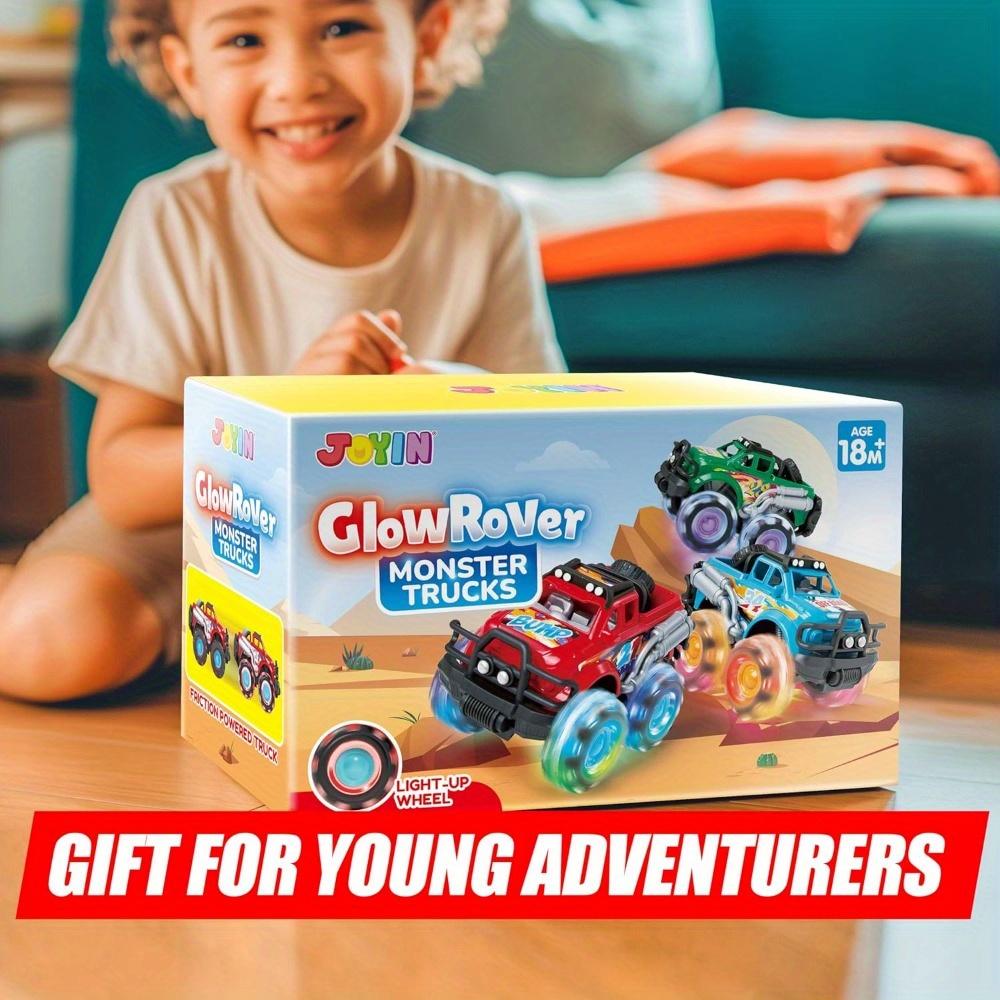Kids Monster Truck Toy Flashing Wheels Light-Up Cars Toddlers Birthday Christmas Gift Friction-Powered JOYFY LED 3Pack with for Kid Friendly
