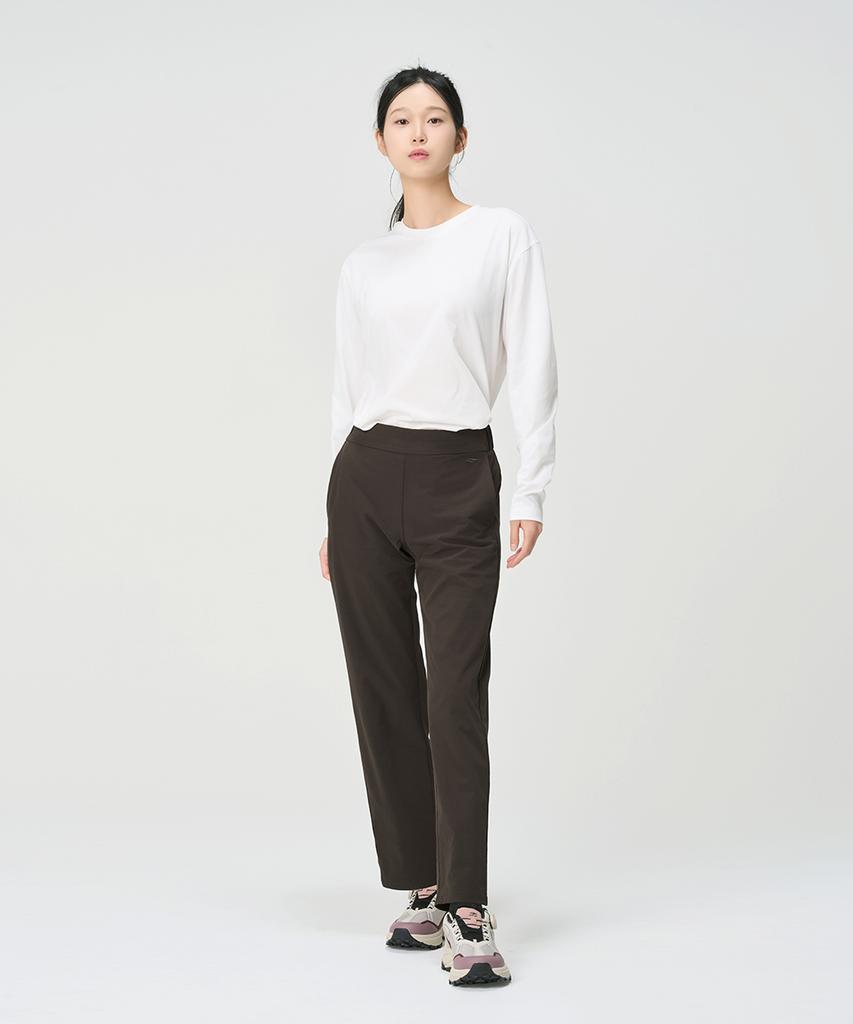 Baellob Women'S Plain Good Basic Pants Dark Beige