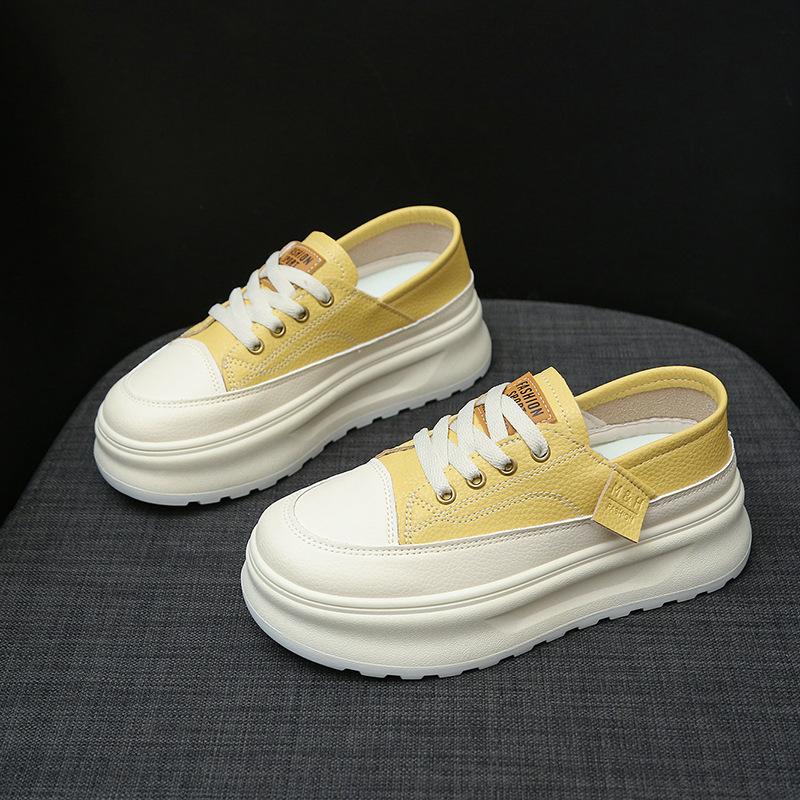 

Fashion thick-soled heightening little white shoes for women s 2025 spring new versatile soft-soled comfortable two-wear sports and leisure board sho 40 жёлтый