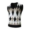 Men's Fashion V-Neck Sleeveless Knitted Vests Sweater Patchwork Color Casual Lined Vest Men's Tops