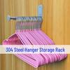 Wall-Mounted 304 Stainless Steel Clothes Drying and Storage Rack with Hooks for Balcony Organization
