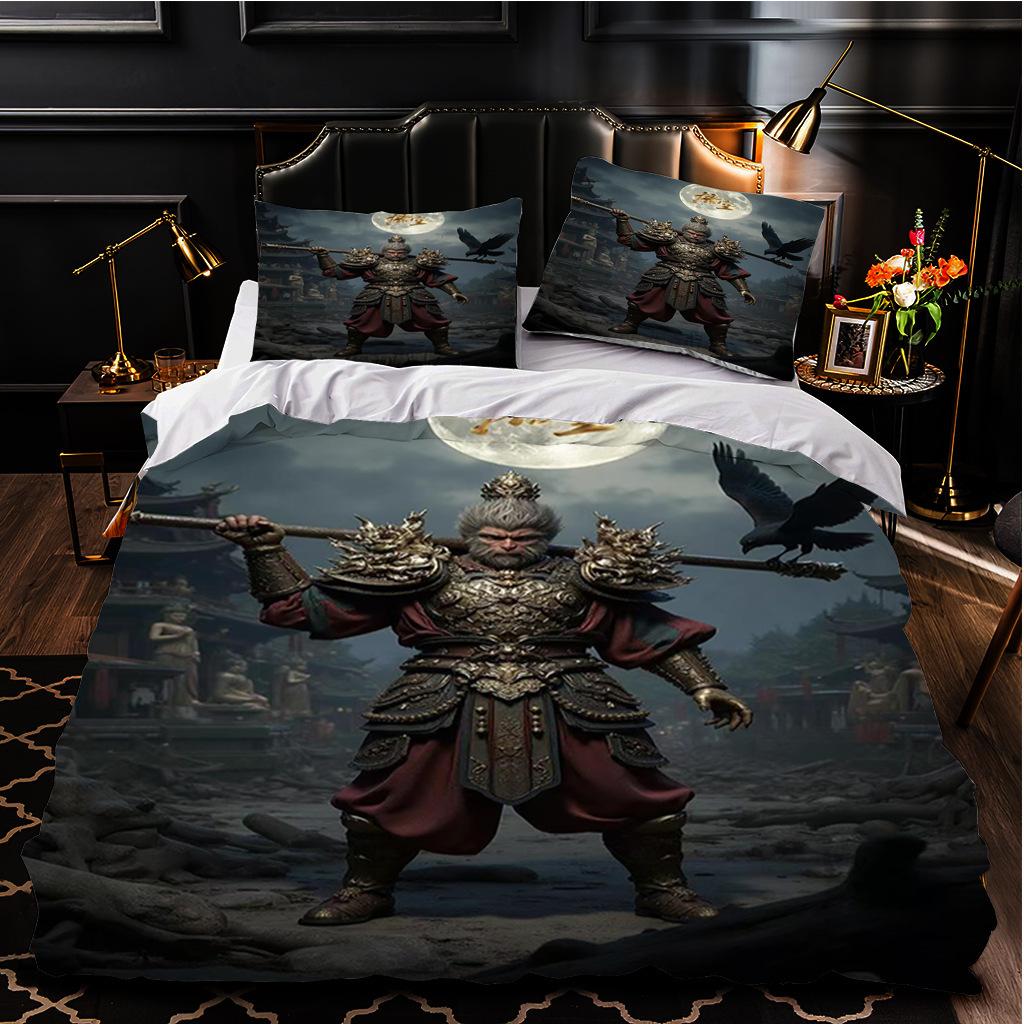 Black Myth Wukong Series Bedding Three-Piece Home Textile 3D Digital Printing