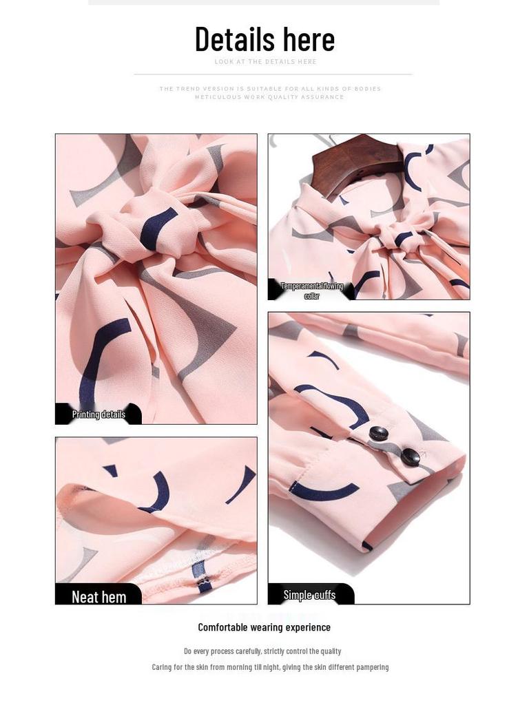 2023 Autumn Women's Chiffon Long Sleeve Blouse