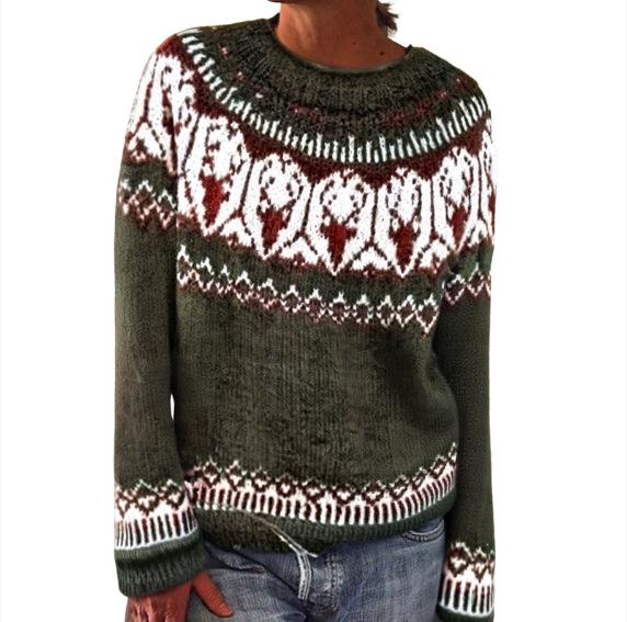 

Жіночий популярний кольоровий светр вільного крою з круглим вирізом 5XL