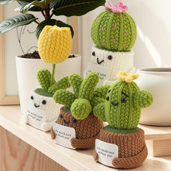 No Maintenance Needed Handcrafted Cactus Potted Plant Milk Cotton 1 Pc