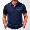 Herren Strickhemden Kurzarm Button-Down Poloshirt Sommer Strand Gestrickte Lässige Hemden Oberteile Atmungsaktiv Leicht Urlaub Vintage Hemden für Männer