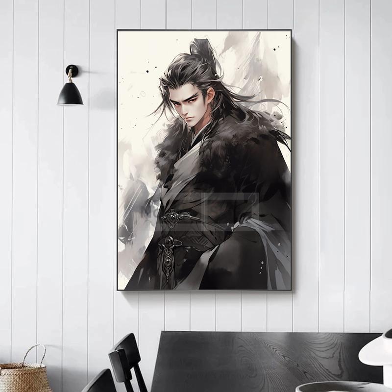 Chinese Style Swordsman Poster Ancient Customs Handsome Prints Canvas Painting Wall Art Pictures Home Living Room Modern Decor