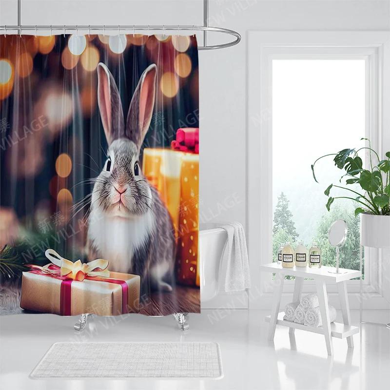 Home Duschvorhänge für Badezimmer, Weihnachtstiere, wasserdichter Stoff, Badezimmervorhänge, moderner Duschvorhang, 180 x 200 240 x 200