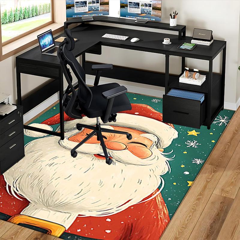 Christmas Santa Claus Chair Mat - Anime Cartoon Design, Non-Slip Carpet for Office, Home Decor, Living Room, Bedroom, Game Room & Dormitory.R078