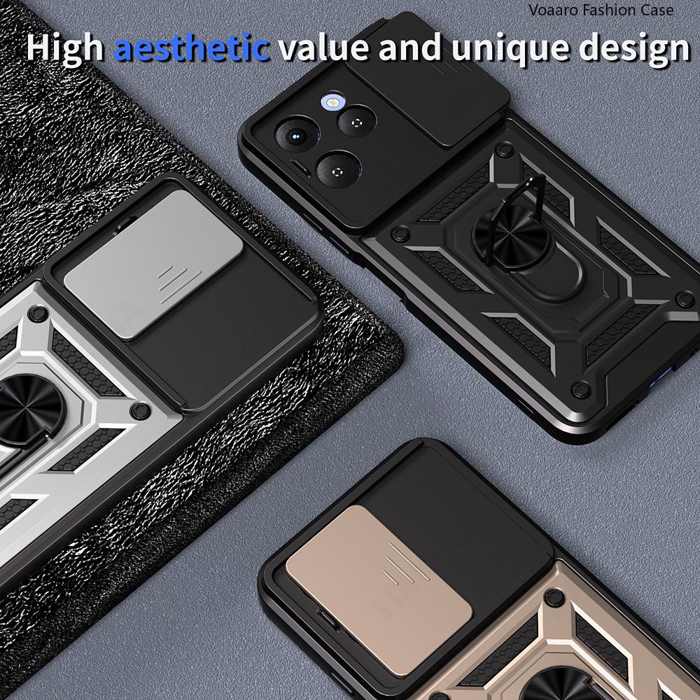 Slide Lens Armor Funda for Tecno Spark 40 4G Case for Tecno Spark 40 4G Case Magnetic Ring Stand Holder Cover Shockproof Capa