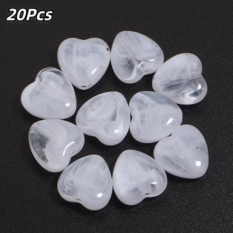 20Pcs Imitation Stone Heart Shape Acrylic Beads Dual Color Loose Bead For Jewelry Making Diy Charms Bracelet Necklace Accessorie