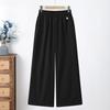 Women's High-Waisted Wide-Leg Pants - Spring/Summer, Middle-Aged, Plus Size, Elegant Drape Style