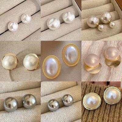 S925 Gümüş İnci Topuz Küpeler - Kadınlar için Zarif Fransız Esintili Lüks