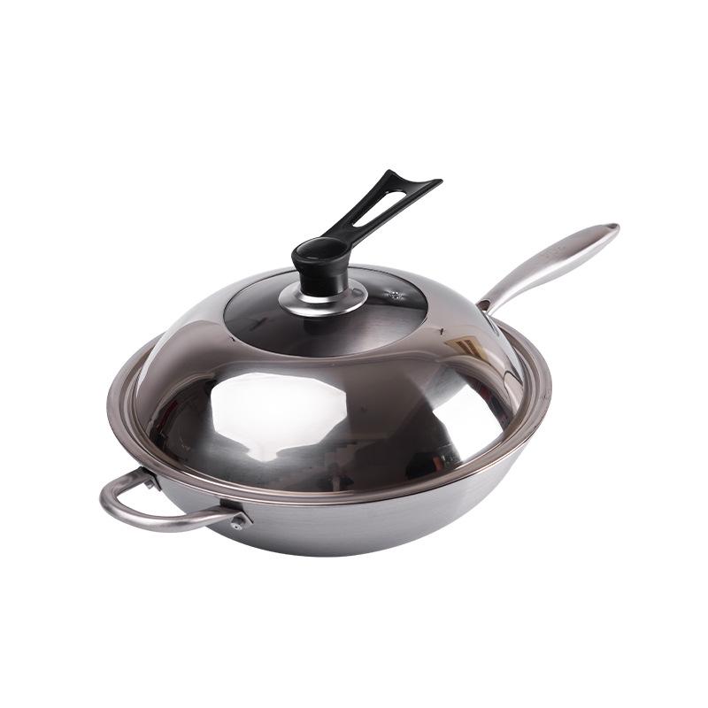 Germany Non-stick Stainless Steel Wok for Induction and Gas Stoves, Flat-bottomed Cookware.