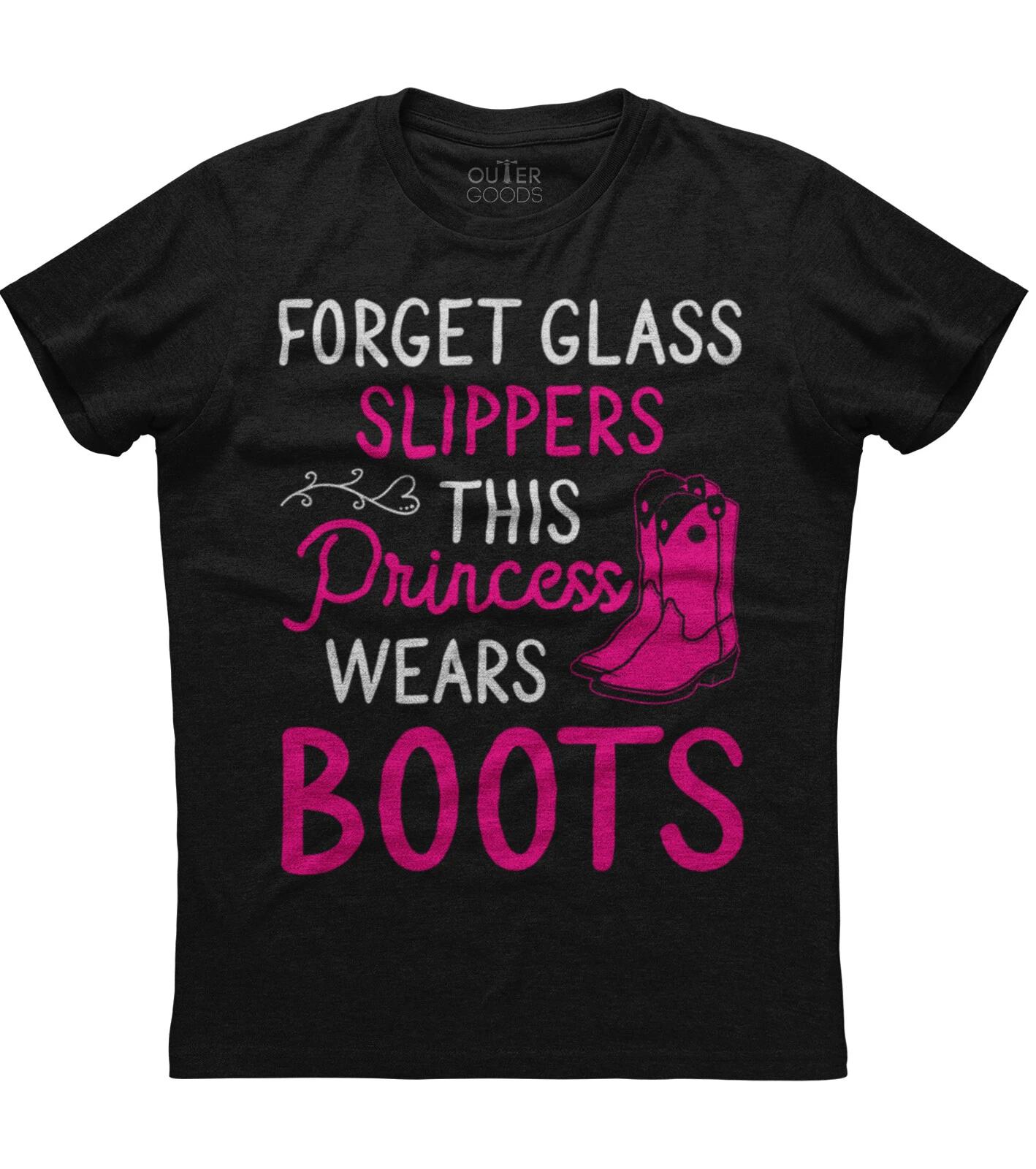 Princess Cowboy Boots Western Cowgirl Girls Gift Unisex Black T-Shirt S