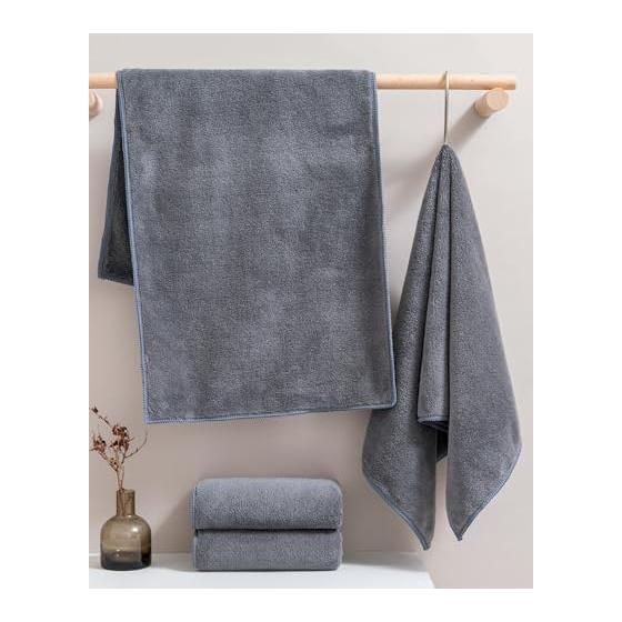 sakano Face Towel [Set of 10, Charcoal Gray, Approx. 35*75cm] Fluffy, Hotel Specification, High Speed Absorption, Soft Texture, Absorbent, Quick