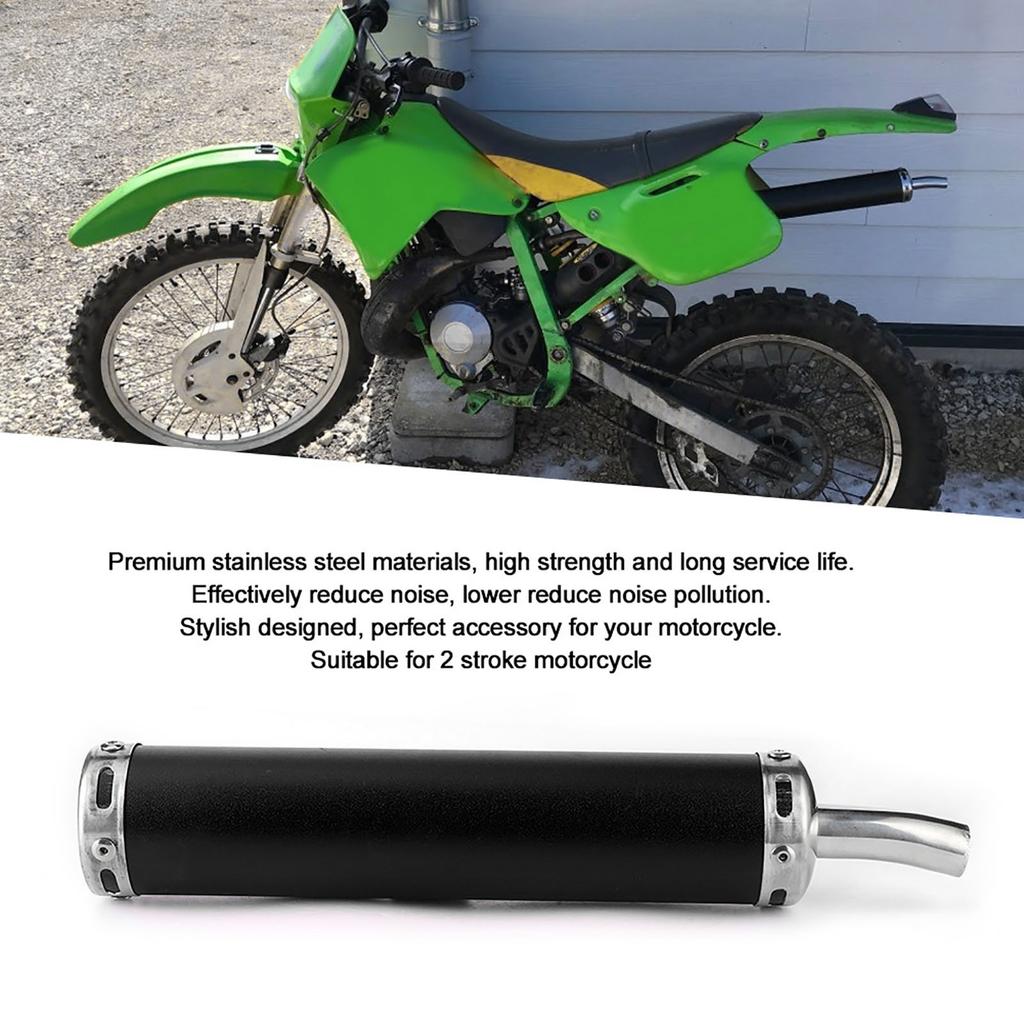 Edelstahl Auspuff Schalldämpfer 20mm/0,8 Zoll Modifizierte Teile für 2-Takt Motorrad Schwarz