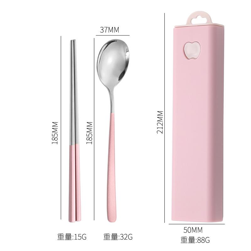 Korean 304 Stainless Steel Portable Tableware Three-piece Set Tableware Fork Spoon Chopstick Set