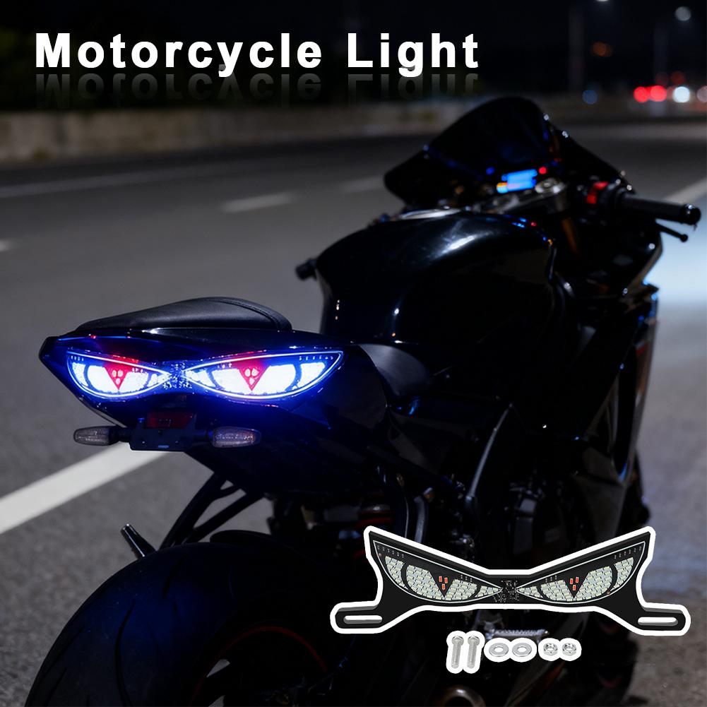 Motorcycle LED License Plate Decorative Lights Snake Eye Rear Tail Light Strobe Flashing Electric Motorcycle Modified Accessory