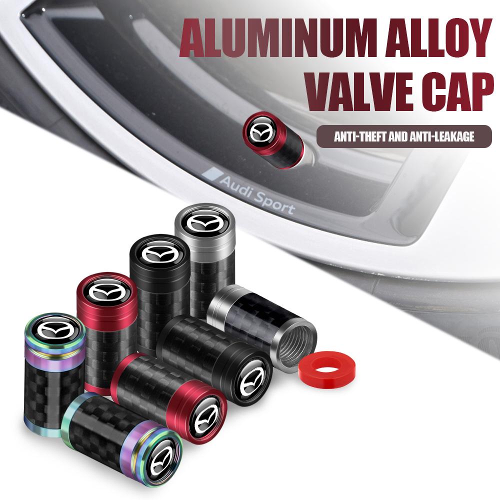 4PC Carbon Fiber Car Badge Wheel Tires Valve Cap Dustproof For Mazda 2 3 5 7 323 626 RX7 RX8 MX3 MX5 Axela Atenza CX-3 CX-4 CX-5 k1