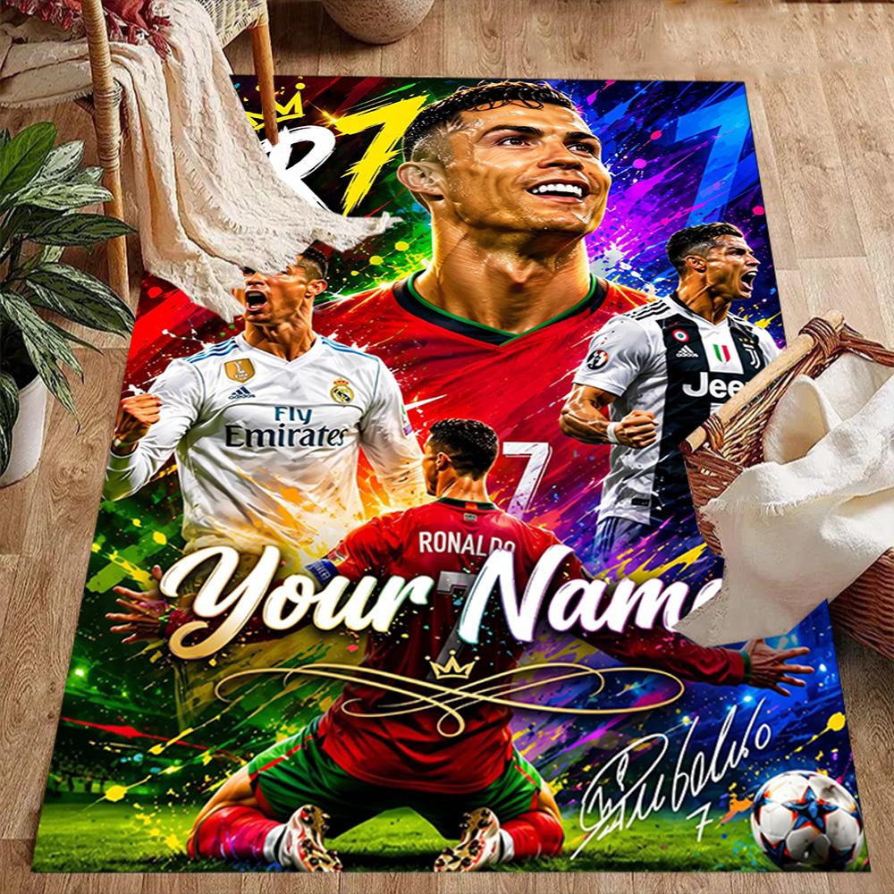 Cristiano Ronaldo (102) Customized Name Floor Rug Office Rug Design for Balcony Kitchen Decorate Room Playrooms Anti-slip Rug Decorate Offices