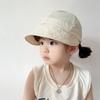Sommer Baby Sonnenhut mit breiter Krempe Unifarbene Schirmmütze für Jungen Mädchen Koreanisch Verstellbarer Kordelzug Kinder Fischerhüte