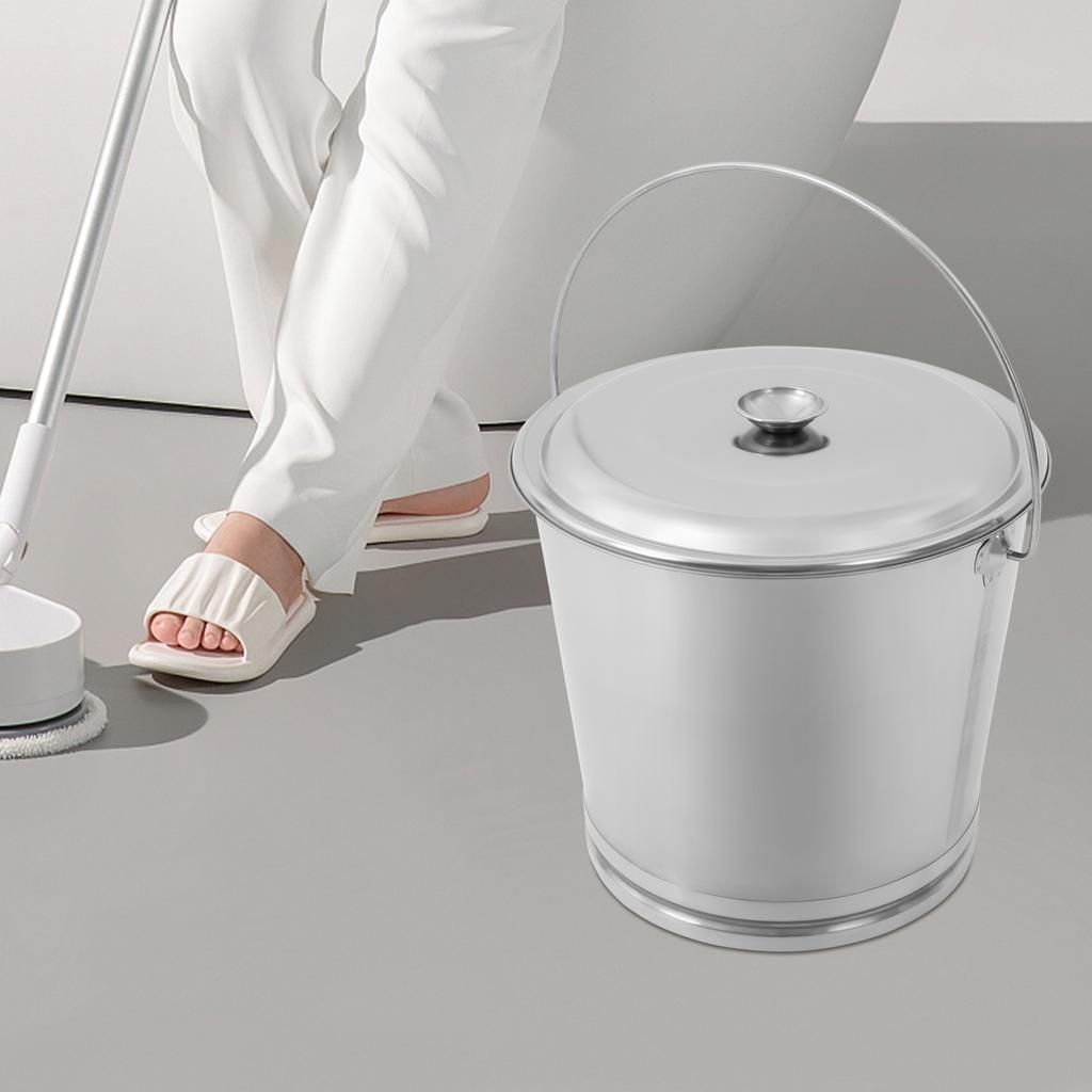 20L Stainless Steel Milk Pail Bucket W/ Lid - Free Standing 5.28 Gallon Capacity Storage Water Breaker for Farm, Dairy, Brewing