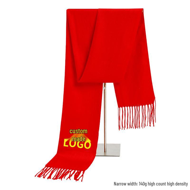 Luxuriöser Imitationskaschmir-Quasten-Schal in Uni-Rot für Damen - Koreanischer Stil, Winter-Vielseitig, Elegant