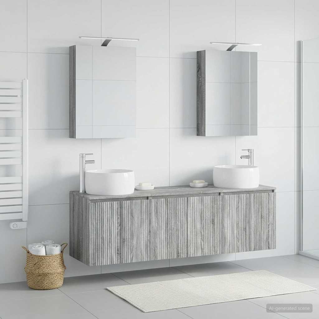5 Piece Bathroom Cabinet Set Grey Sonoma Wood Based Material