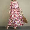 DIMANAF New 2026 Plus Size Spring Summer Beach Long Dress Women Lady Loose Oversize Maxi Floral Print