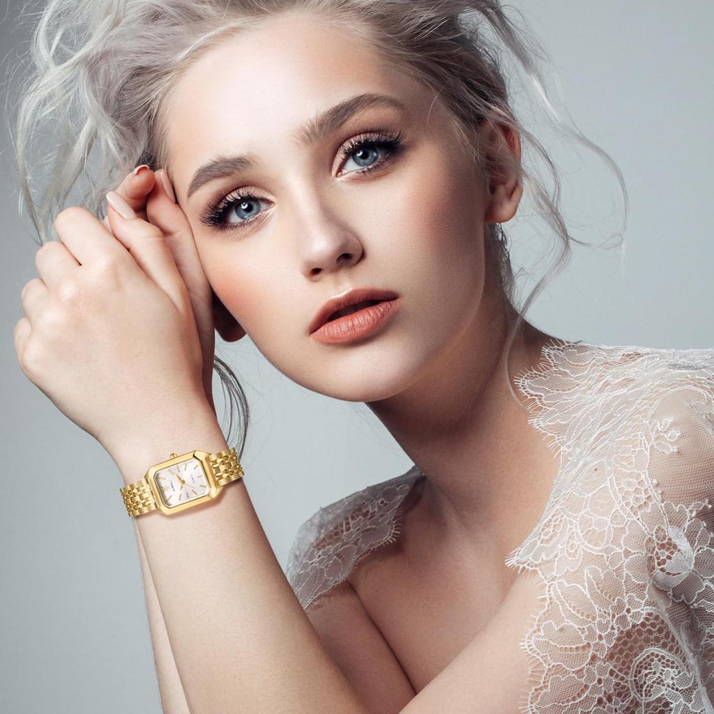 Süße und einfache goldene Uhr für Analog Stilvolles Quarz Modeaccessoire Perfekt für oder als Geschenk für Sie Damen Zifferblatt, Wasserdicht, Uhrwerk, Freizeit,