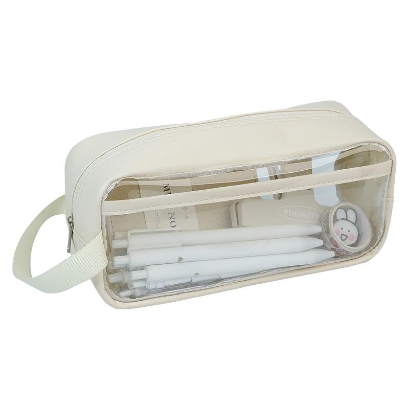 Transparent Waterproof Large Capacity Stationery Bag - Milk Salt Style Portable Pencil Case