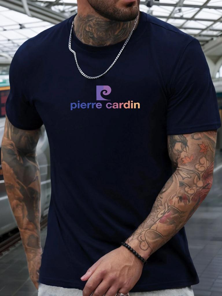 Short Sleeve TShirt Pierre Cardin Mens 100 Cotton Pattern Printed Shirt Summer Round Neck Breathable Casual Fashion Cool Tees