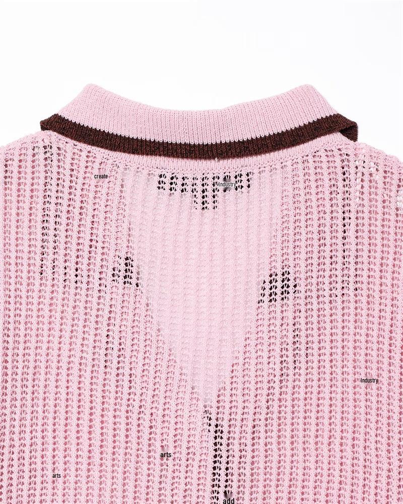 TAOP&ZA Women's Summer Commuter Knitted Shorts Set with Turn-Down Collar and Short Sleeves