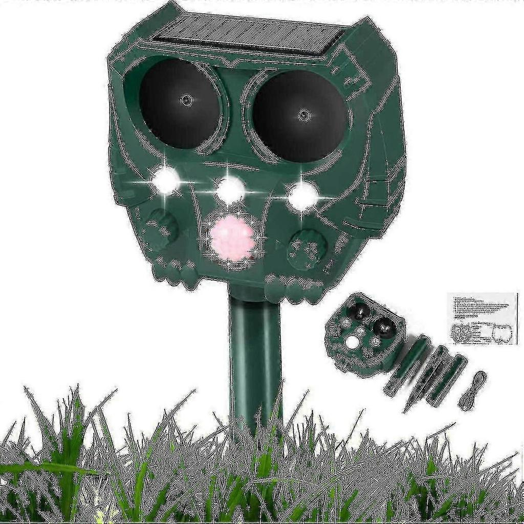 AURA Ultraschall-Fuchsabweiser, Solarbetrieben und Wasserdichtes Tierabwehrmittel, Taschenlampe und USB-Aufladbar